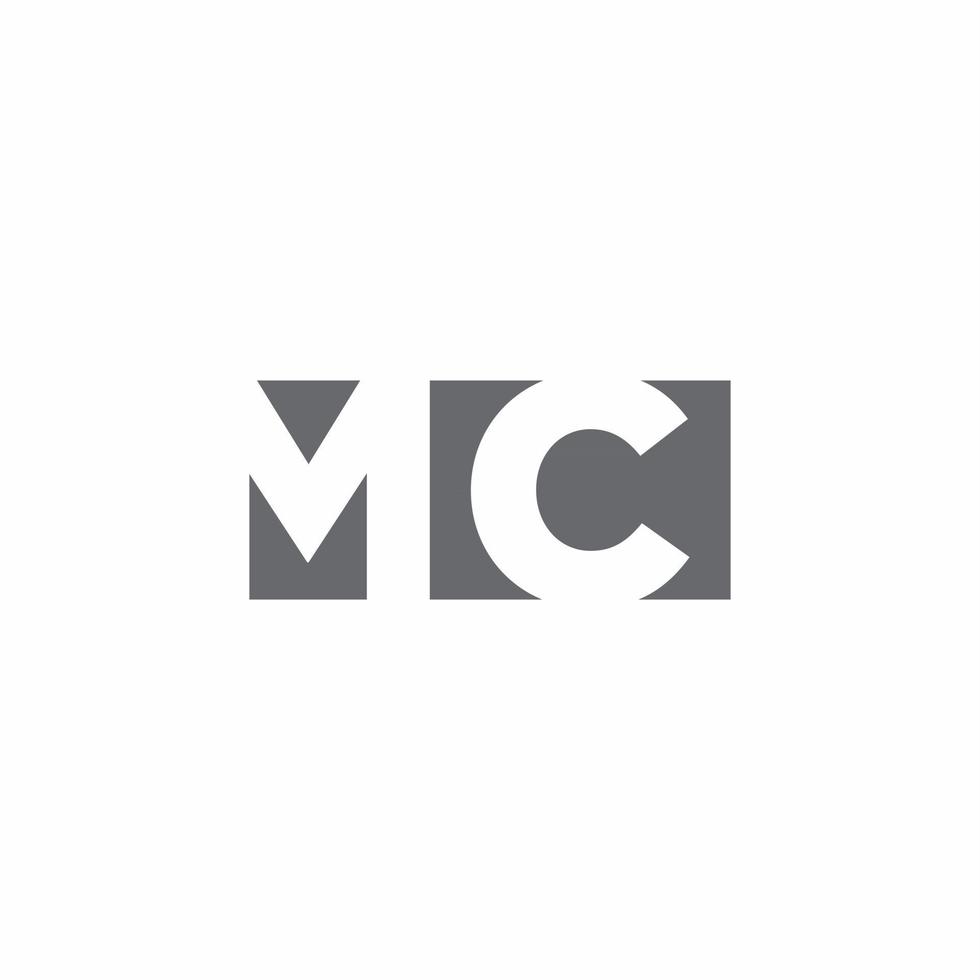 monogramme du logo mc avec modèle de conception de style d'espace négatif vecteur