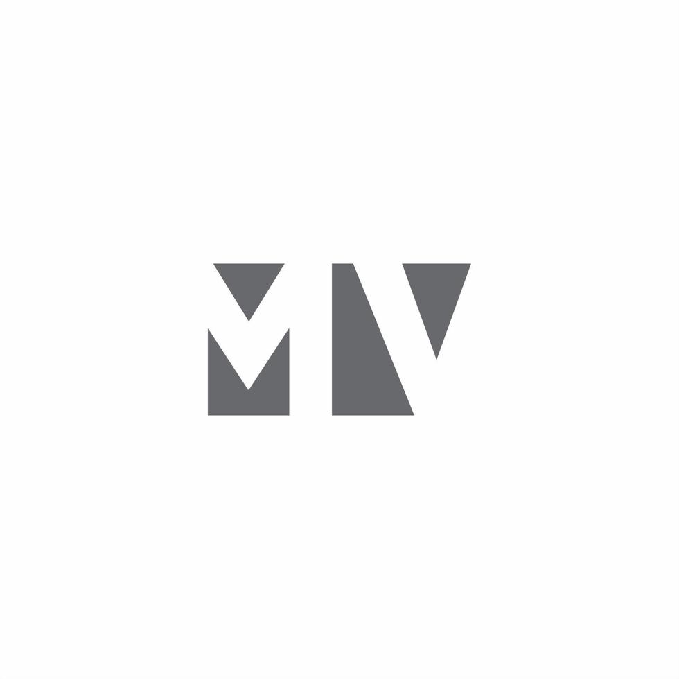 monogramme du logo mv avec modèle de conception de style d'espace négatif vecteur