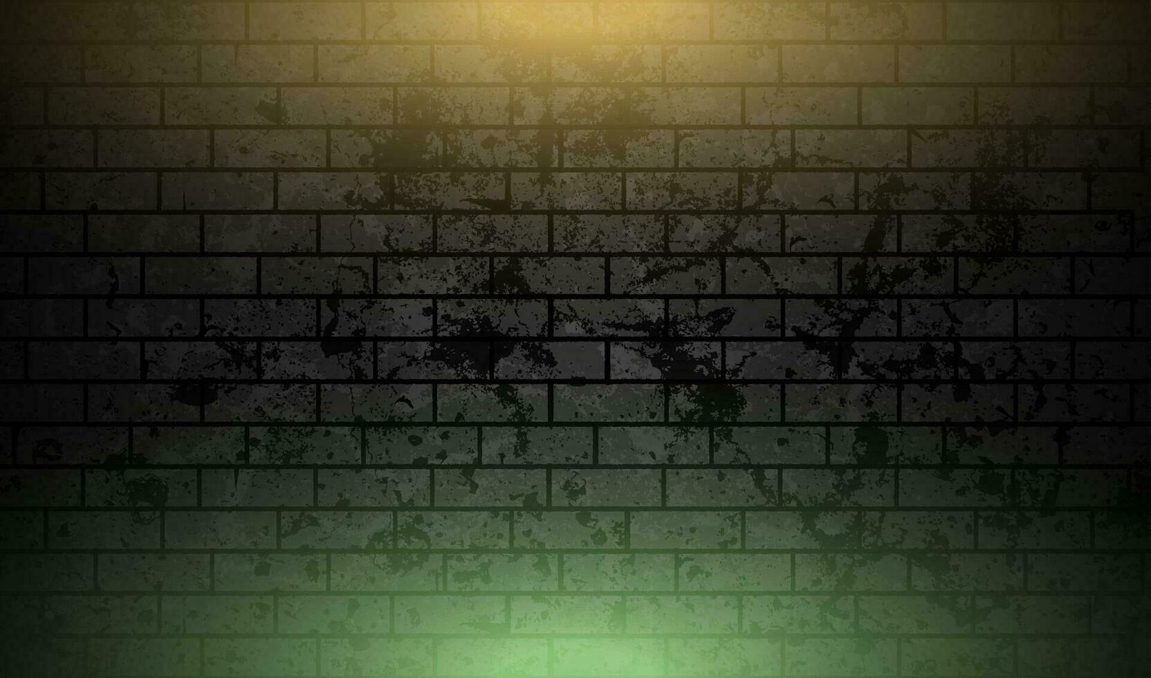 grunge brique mur avec Orange vert néon éclairage abstrait Contexte vecteur