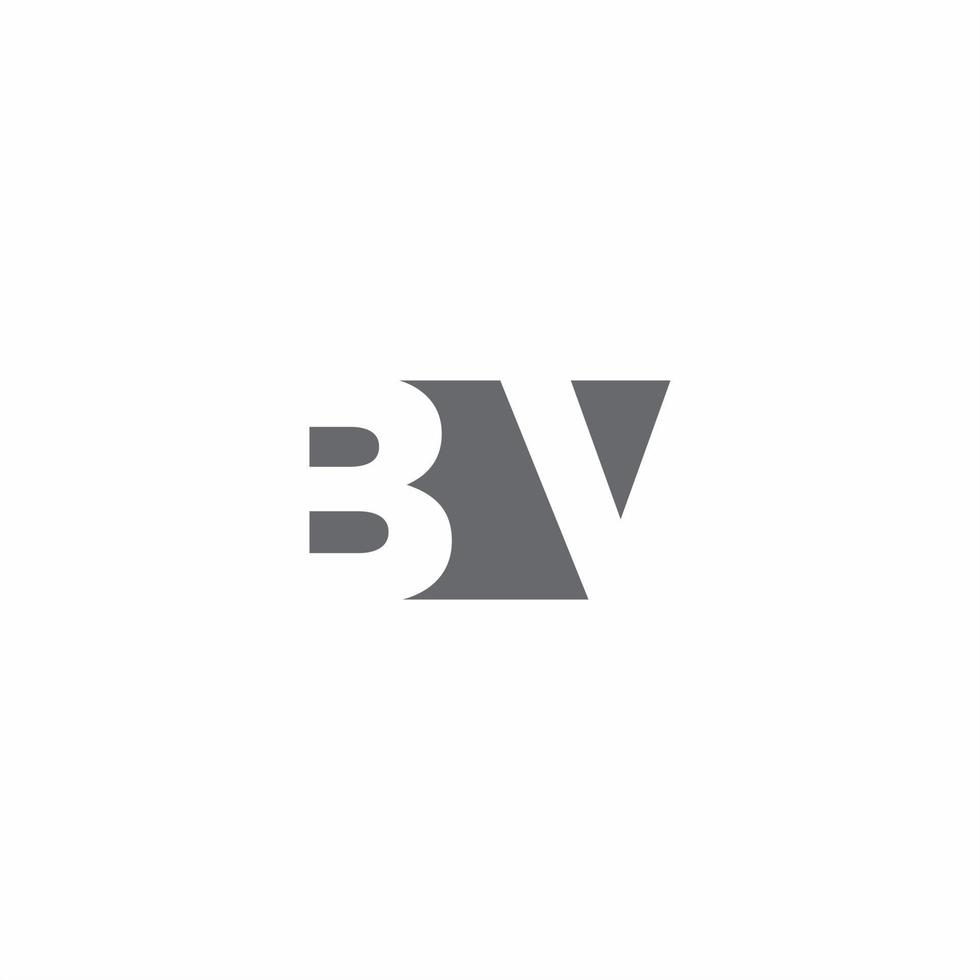 monogramme du logo bv avec modèle de conception de style d'espace négatif vecteur