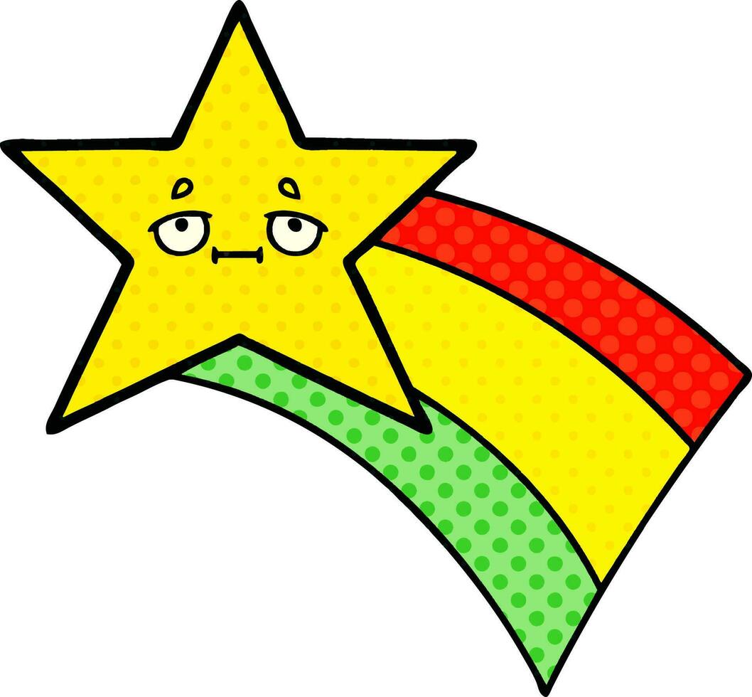 étoile arc-en-ciel filante de dessin animé de style bande dessinée vecteur
