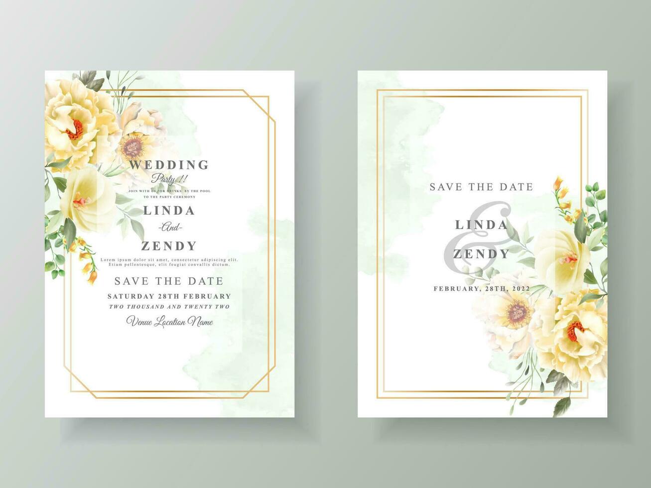 beau modèle d'invitation de mariage floral vecteur