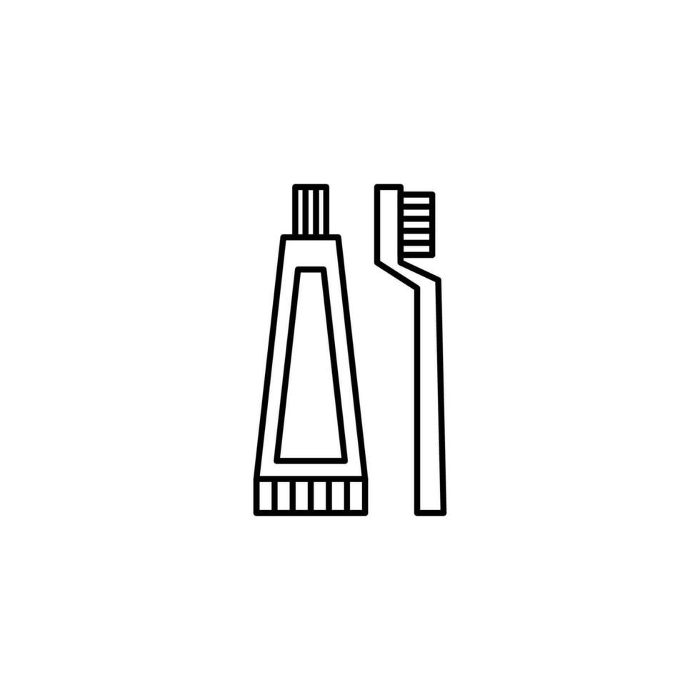 dentifrice et brosse à dents ligne icône. minimal, mince, Facile et faire le ménage. utilisé pour logo, symbole, signe, la toile, mobile et infographie vecteur