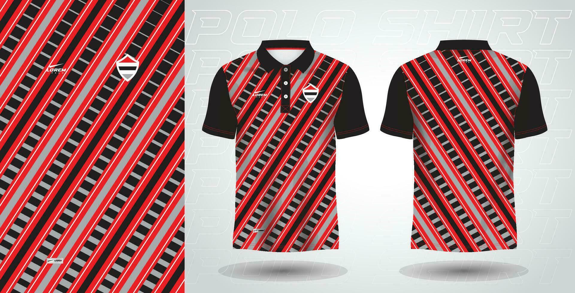 rouge et noir polo sport chemise sublimation Jersey modèle vecteur