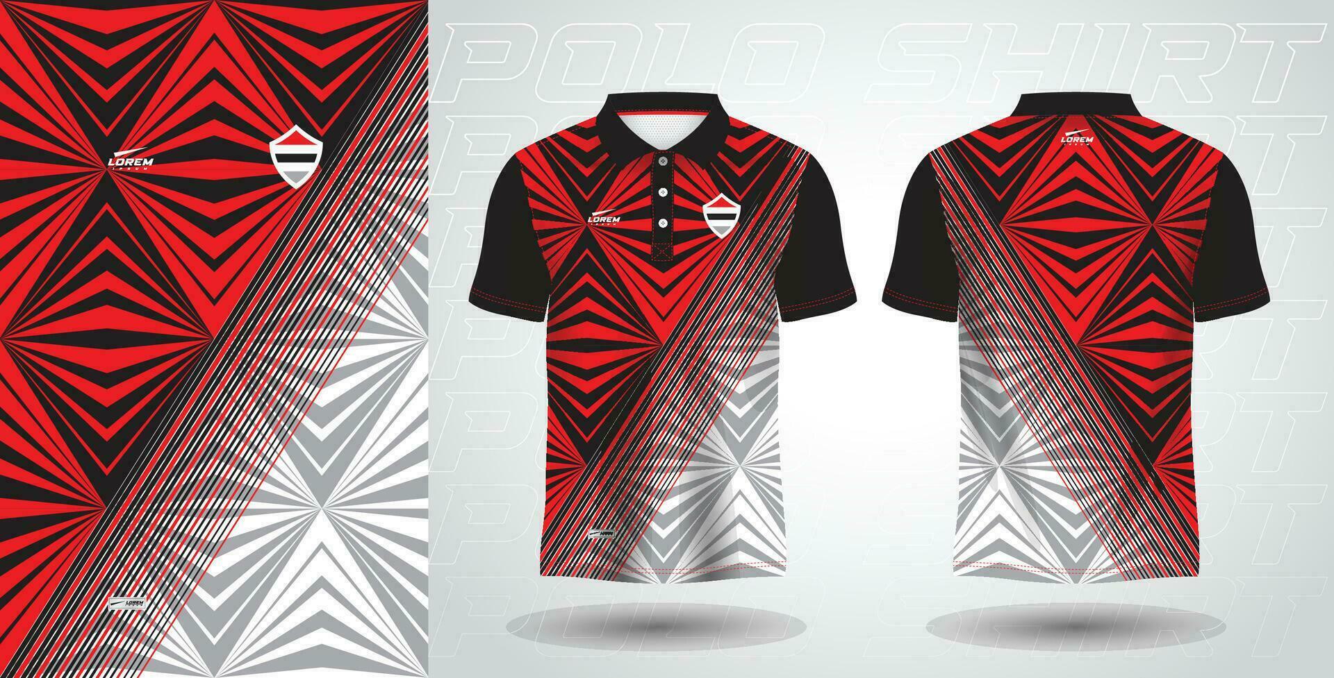 rouge et noir polo sport chemise sublimation Jersey modèle vecteur