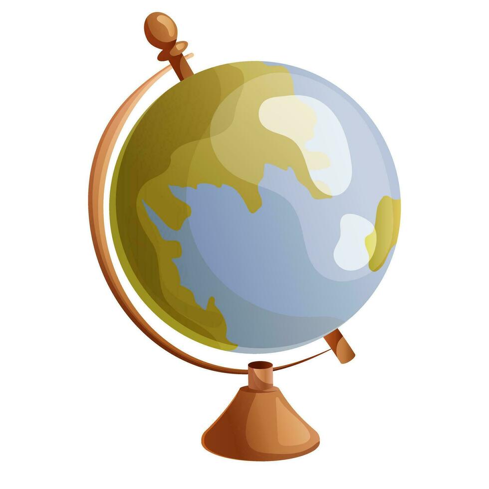 géographique globe dessin animé avec supporter icône école instrument élément étudiant concept isolé vecteur illustration