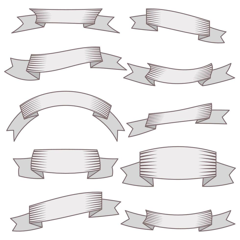 ensemble de dix rubans et bannières pour la conception web. grand élément de design isolé sur fond blanc. illustration vectorielle. vecteur