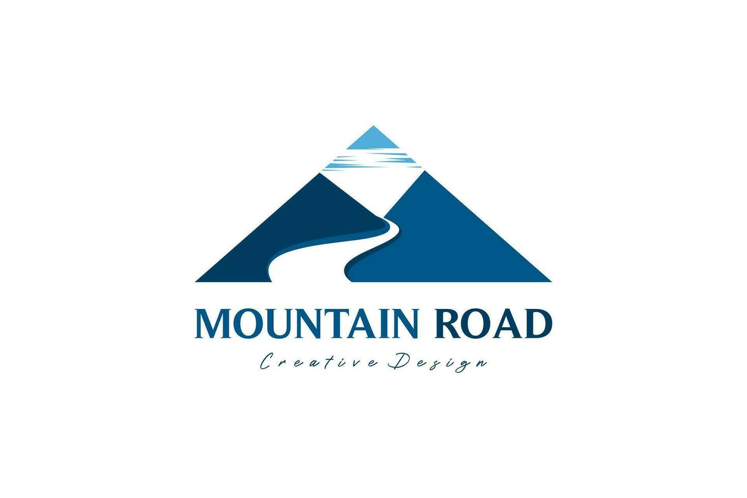 vecteur silhouette de montagnes avec route logo illustration conception avec Triangle concept