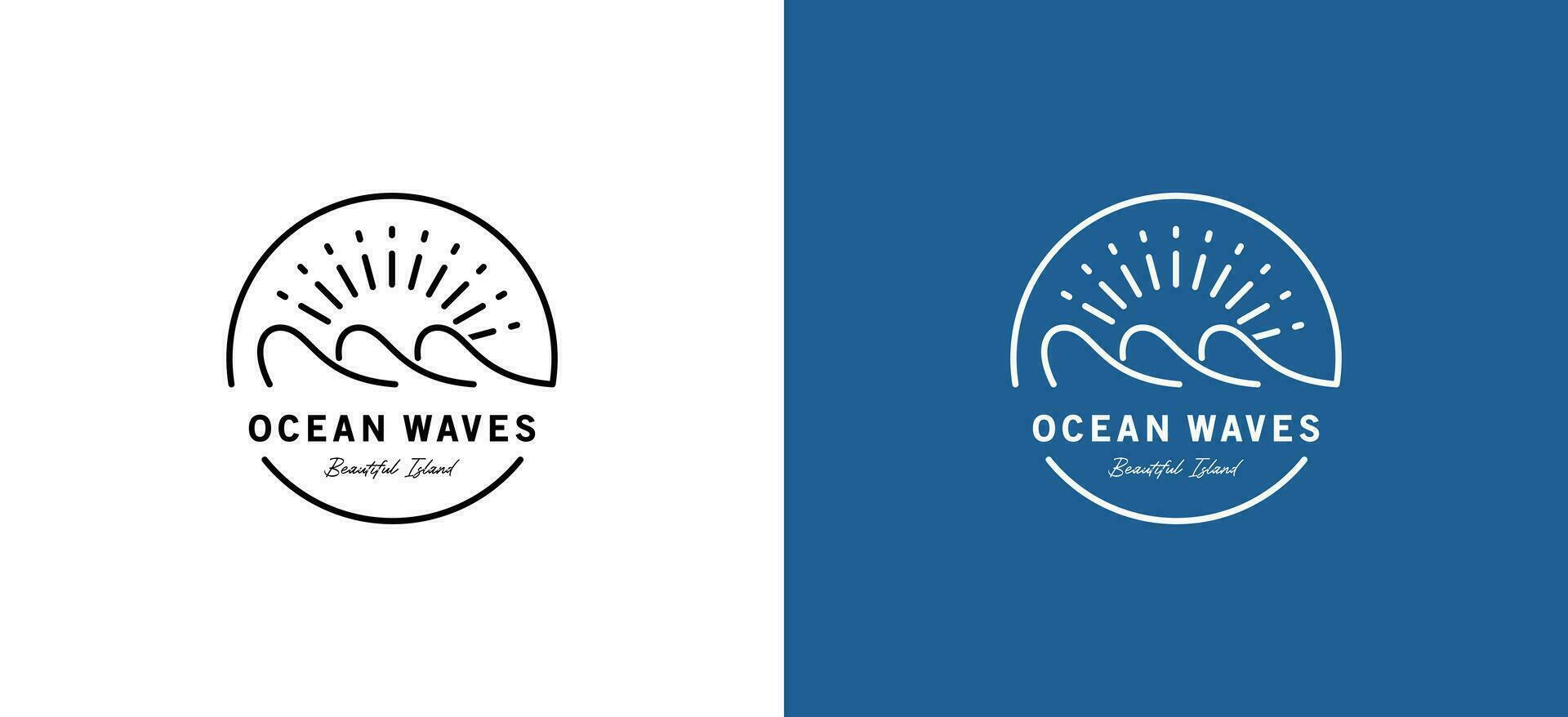 Créatif océan ligne art logo vecteur minimaliste conception modèle