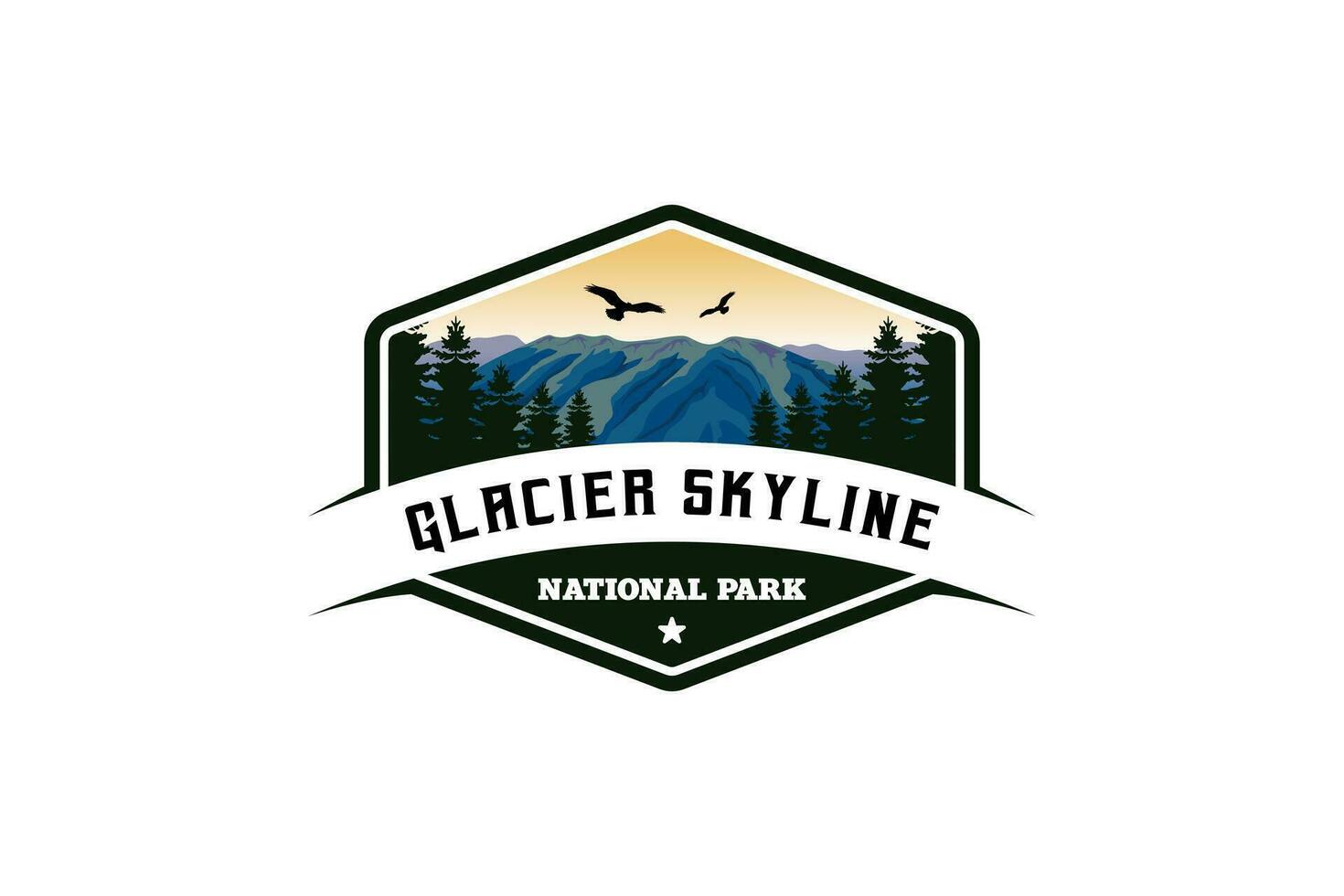 horizon glacier nationale parc logo conception vecteur