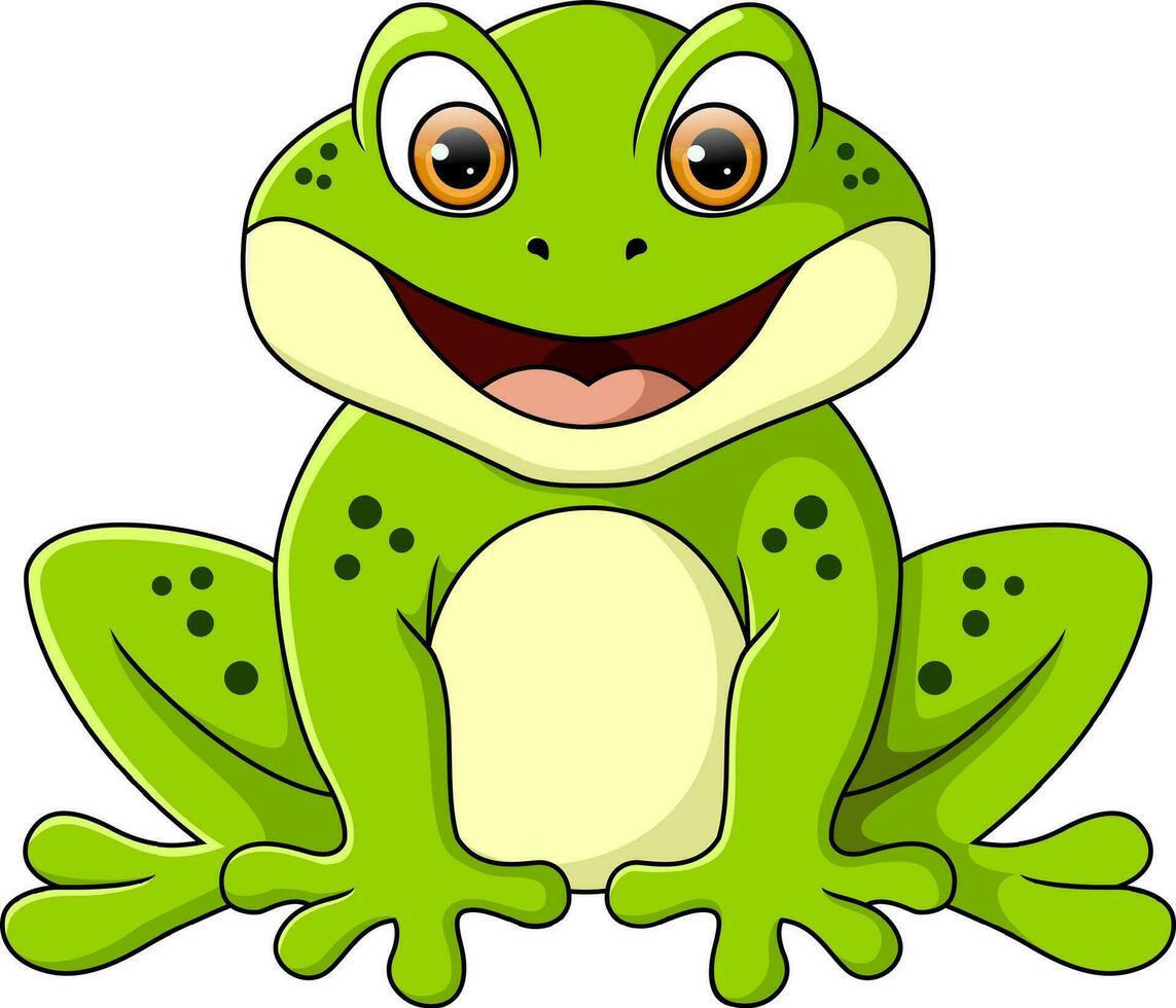 mignon, grenouille, dessin animé, blanc, fond vecteur