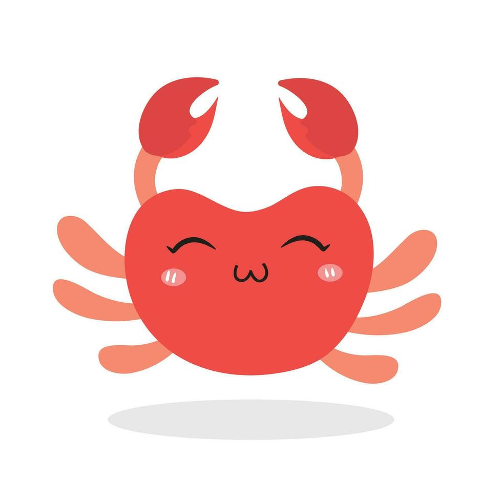 mignonne et marrant Crabe dessin animé personnage isolé dans blanc Contexte. marrant Crabe illustration, mignonne rouge crabe. vecteur