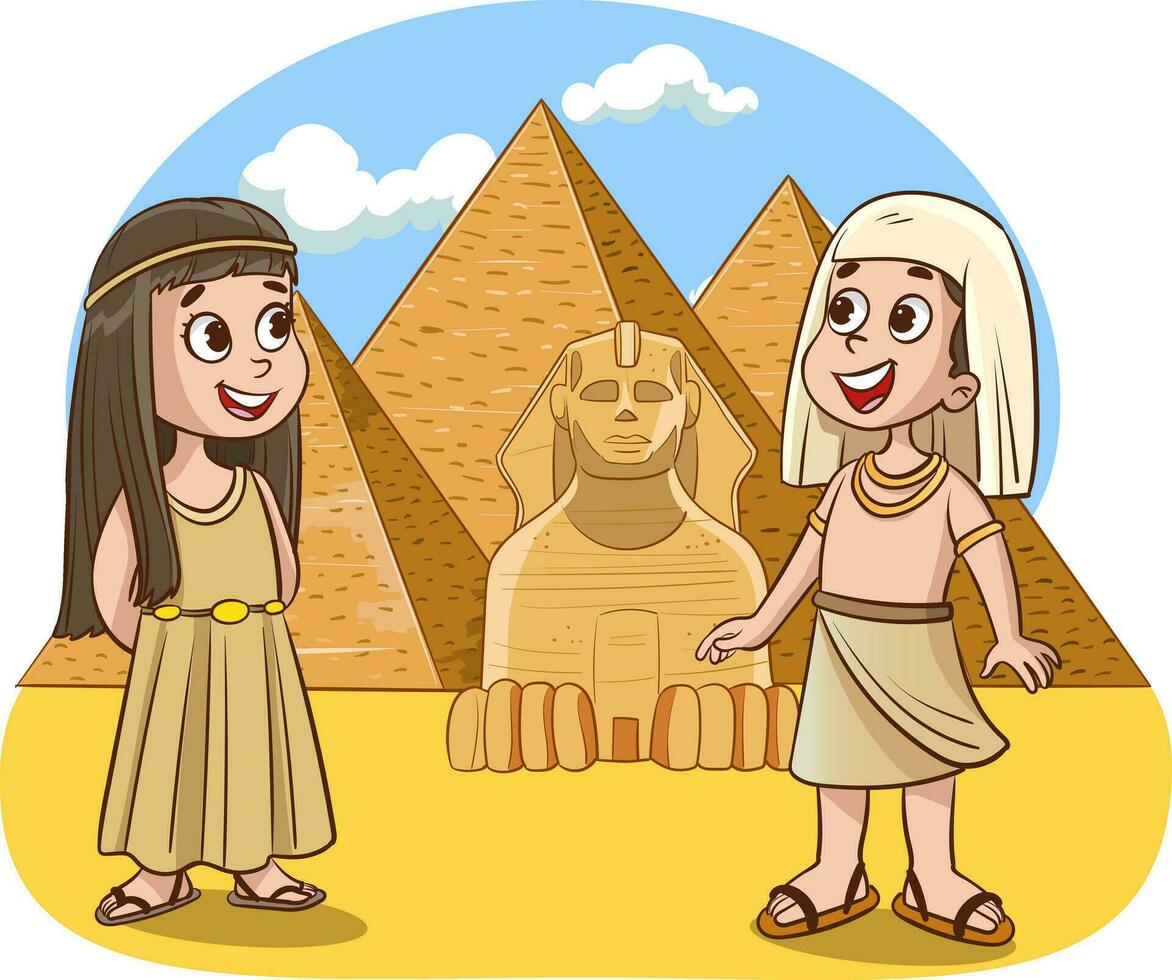 vecteur illustration de ancien égyptien garçon et fille