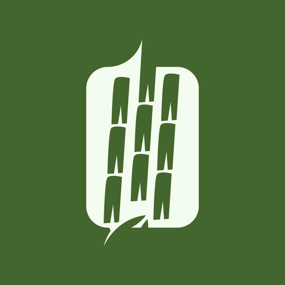 tropical bambou forêt logo, arbre tronc et feuille conception, vecteur illustration symbole