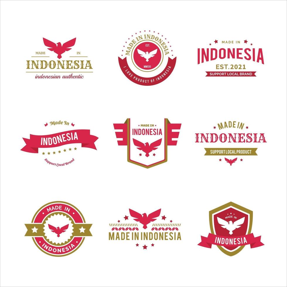 ensemble de logo insigne garuda fabriqué en indonésie vecteur