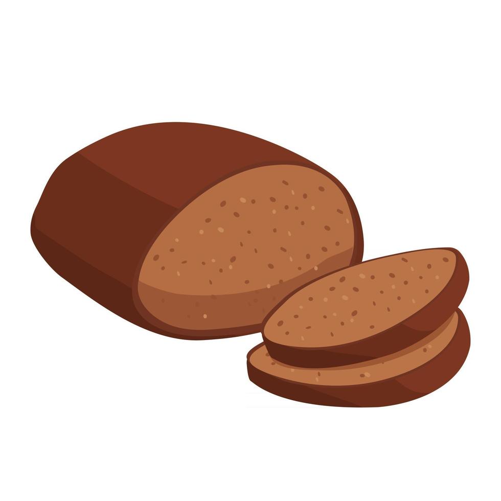 Cartoon vector illustration objet isolé délicieux farine boulangerie pain pain de grains entiers sombre