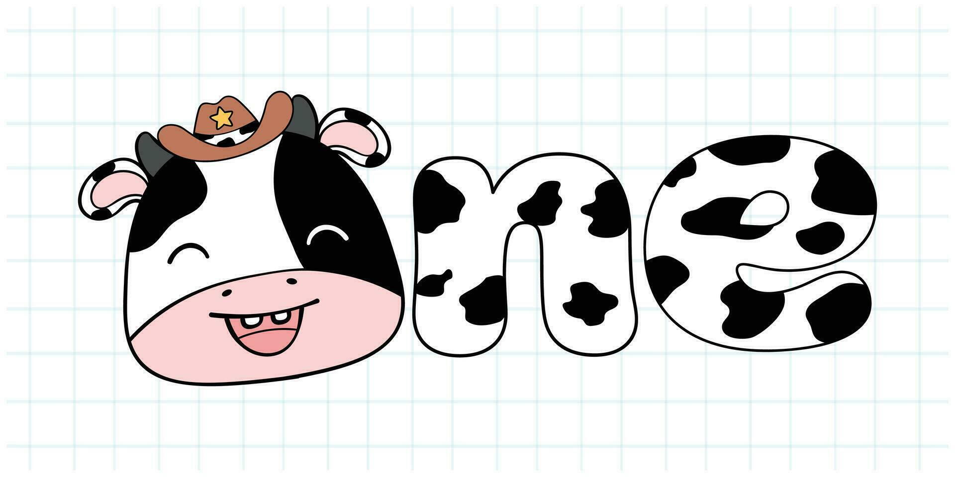 souriant cow-boy bébé. content griffonnage dessin animé personnage avec anniversaire chapeau vecteur