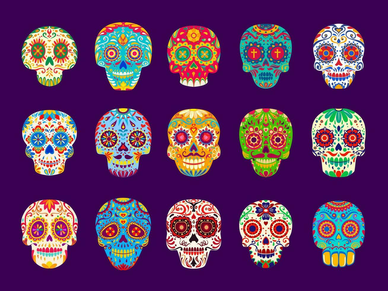 mexicain calavera sucre crânes muertos personnages vecteur