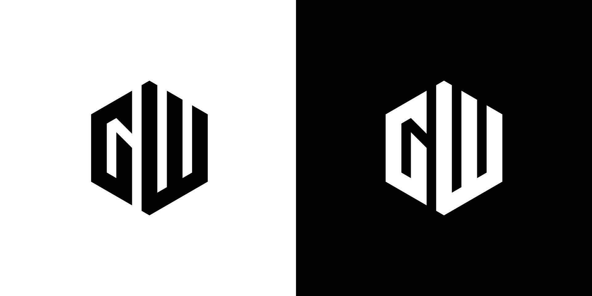 lettre g w polygone, hexagonal minimal et professionnel logo conception sur noir et blanc Contexte vecteur