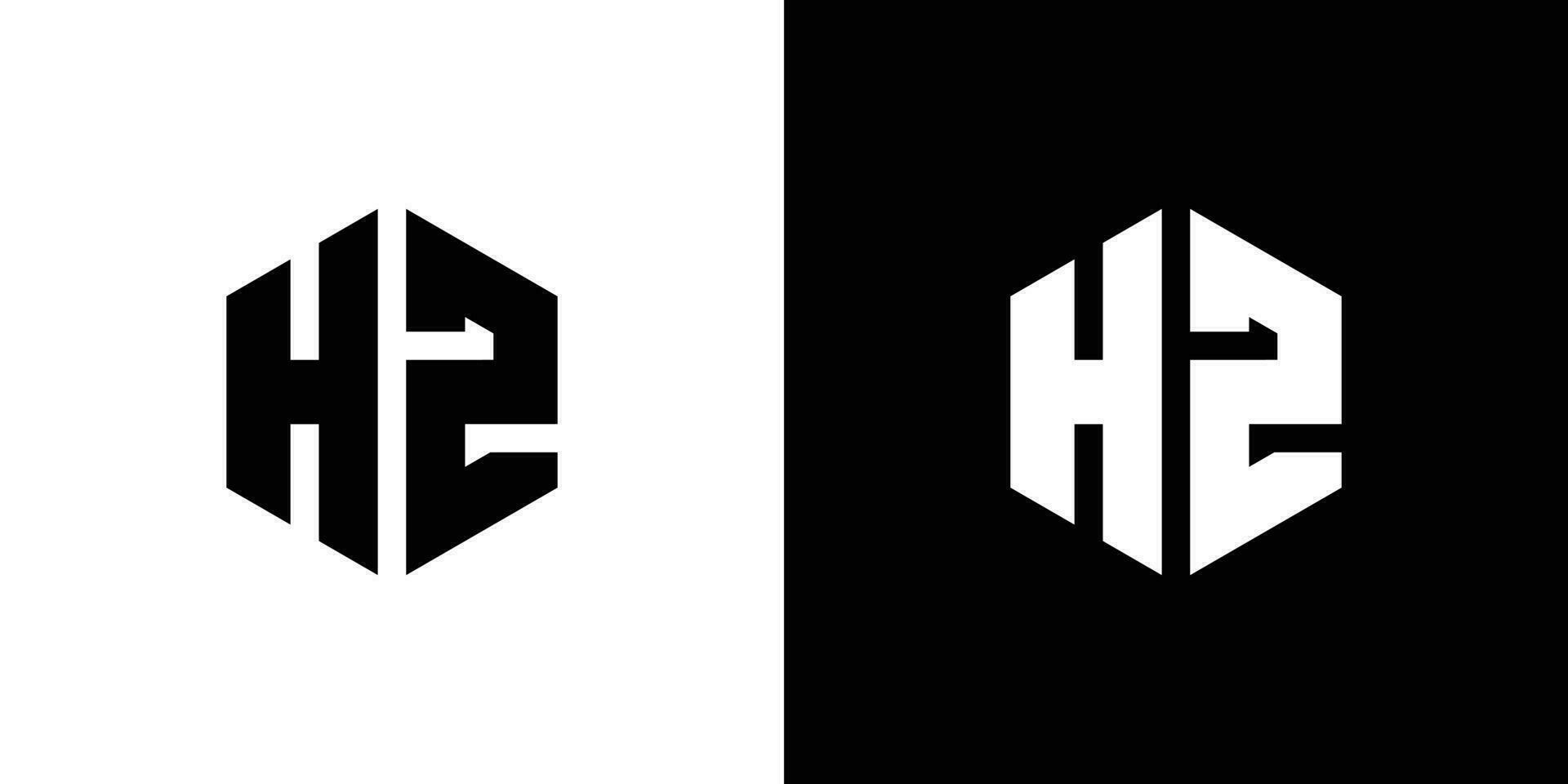 lettre h z polygone, hexagonal minimal et professionnel logo conception sur noir et blanc Contexte vecteur