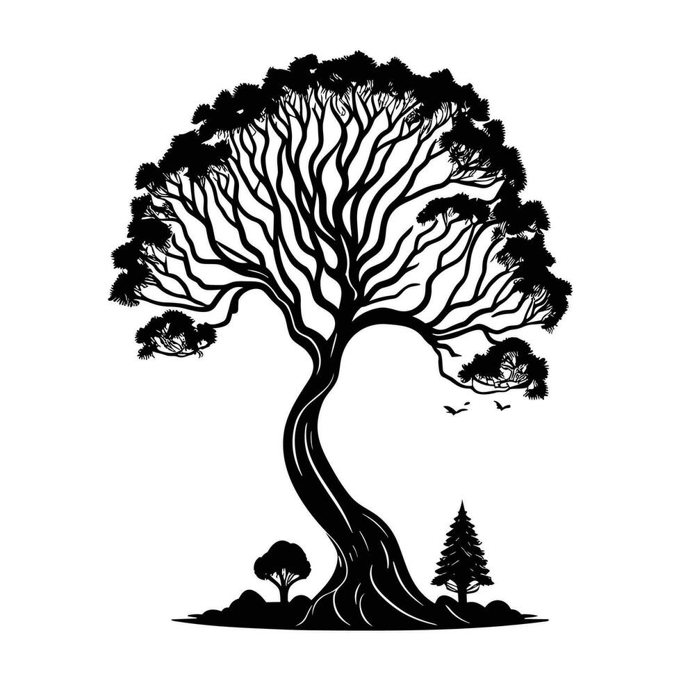 silhouette arbre vecteur. vecteur
