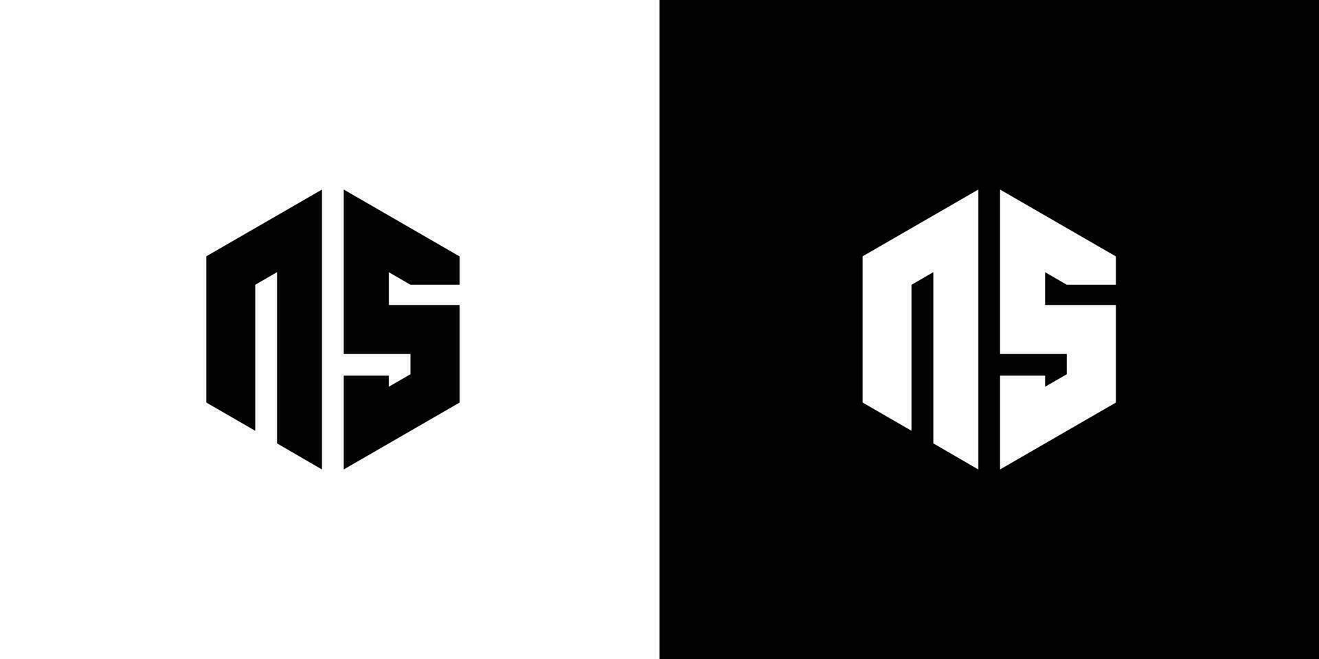 lettre n s polygone, hexagonal minimal et professionnel logo conception sur noir et blanc Contexte vecteur