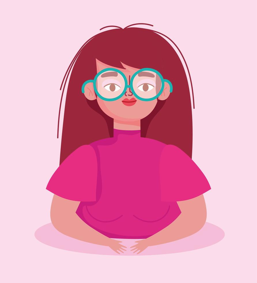 parfaitement imparfait, portrait de femme de dessin animé portant des lunettes vecteur