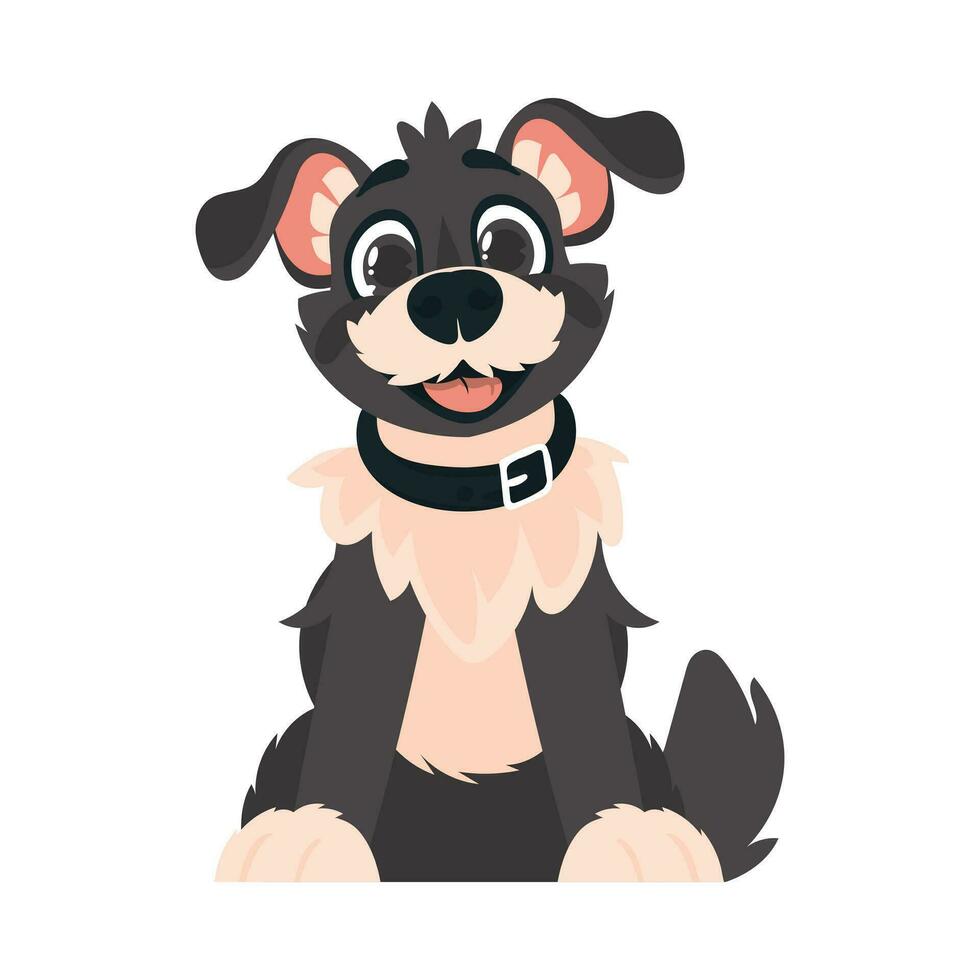 marrant noir chien. souriant chien. dessin animé style, vecteur illustration