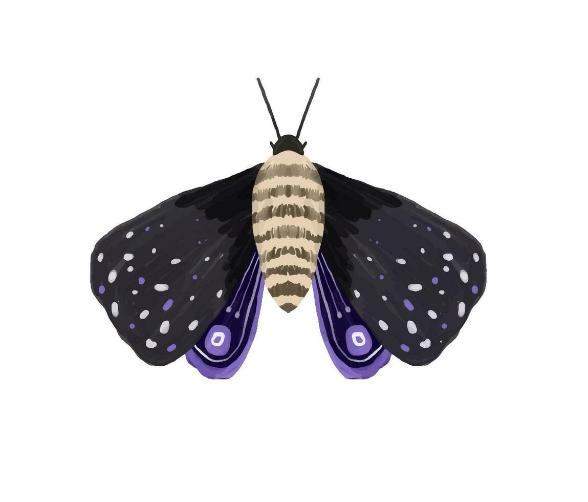 main peint illustration avec brillant papillon. insecte clipart. décoratif ailes. été et printemps illustration vecteur