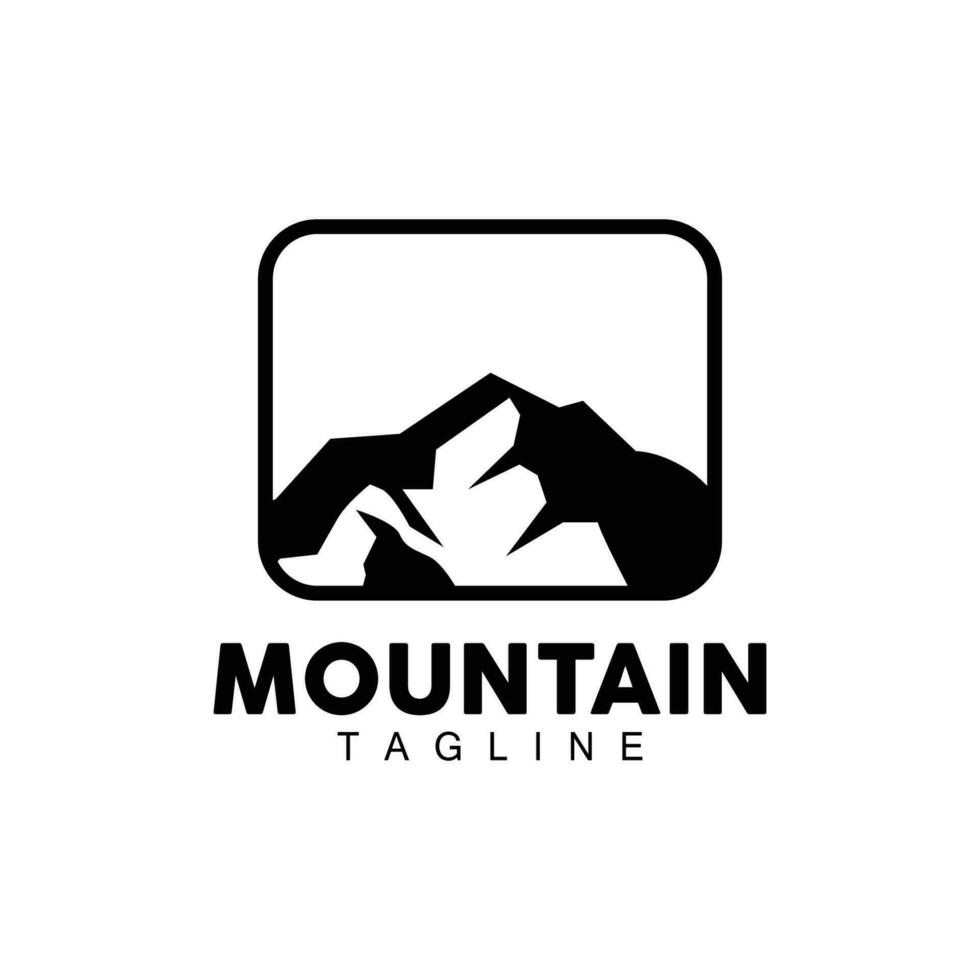 Montagne logo, la nature paysage vue conception, grimpeurs et aventure, modèle illustration vecteur