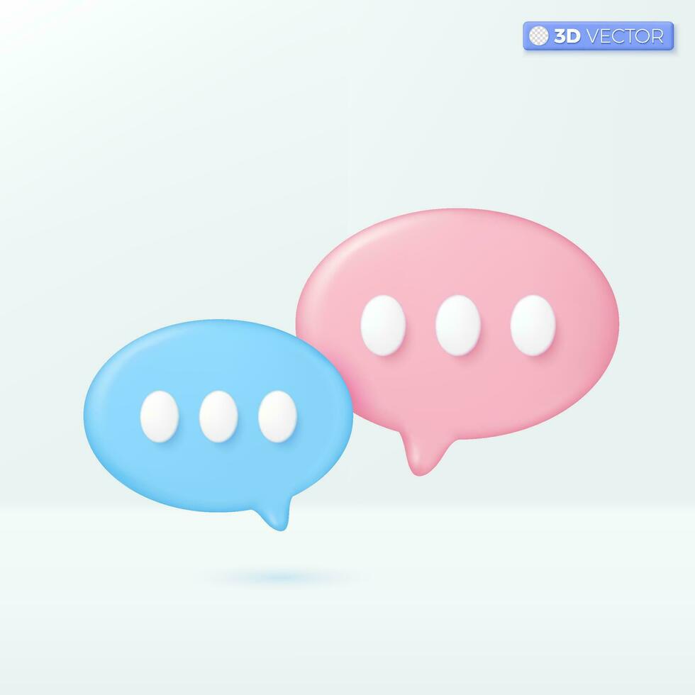 dialogue ou bavarder discours bulle et points icône symboles. bavarder message, message, parler concept. 3d vecteur isolé illustration conception. dessin animé pastel minimal style. vous pouvez utilisé pour conception ux, interface utilisateur, impression publicité.