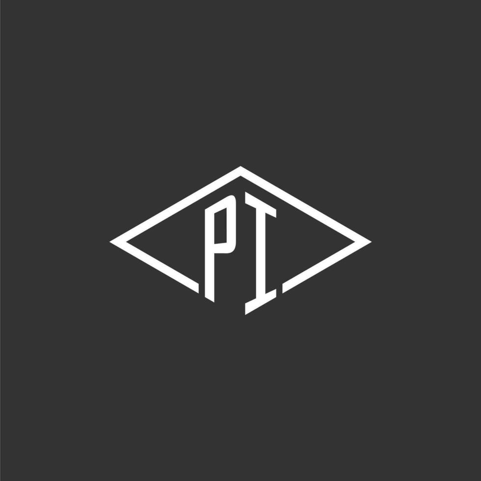 initiales pi logo monogramme avec Facile diamant ligne style conception vecteur