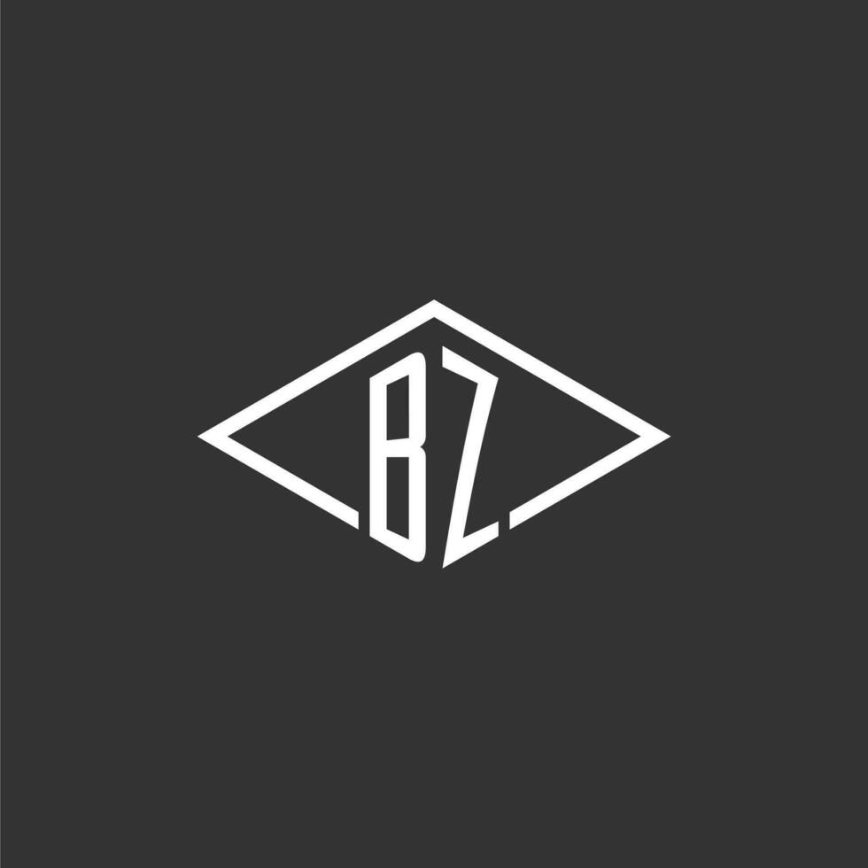 initiales bz logo monogramme avec Facile diamant ligne style conception vecteur