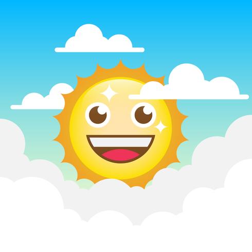 Illustration clipart Sun Cartoon avec fond de nuage vecteur