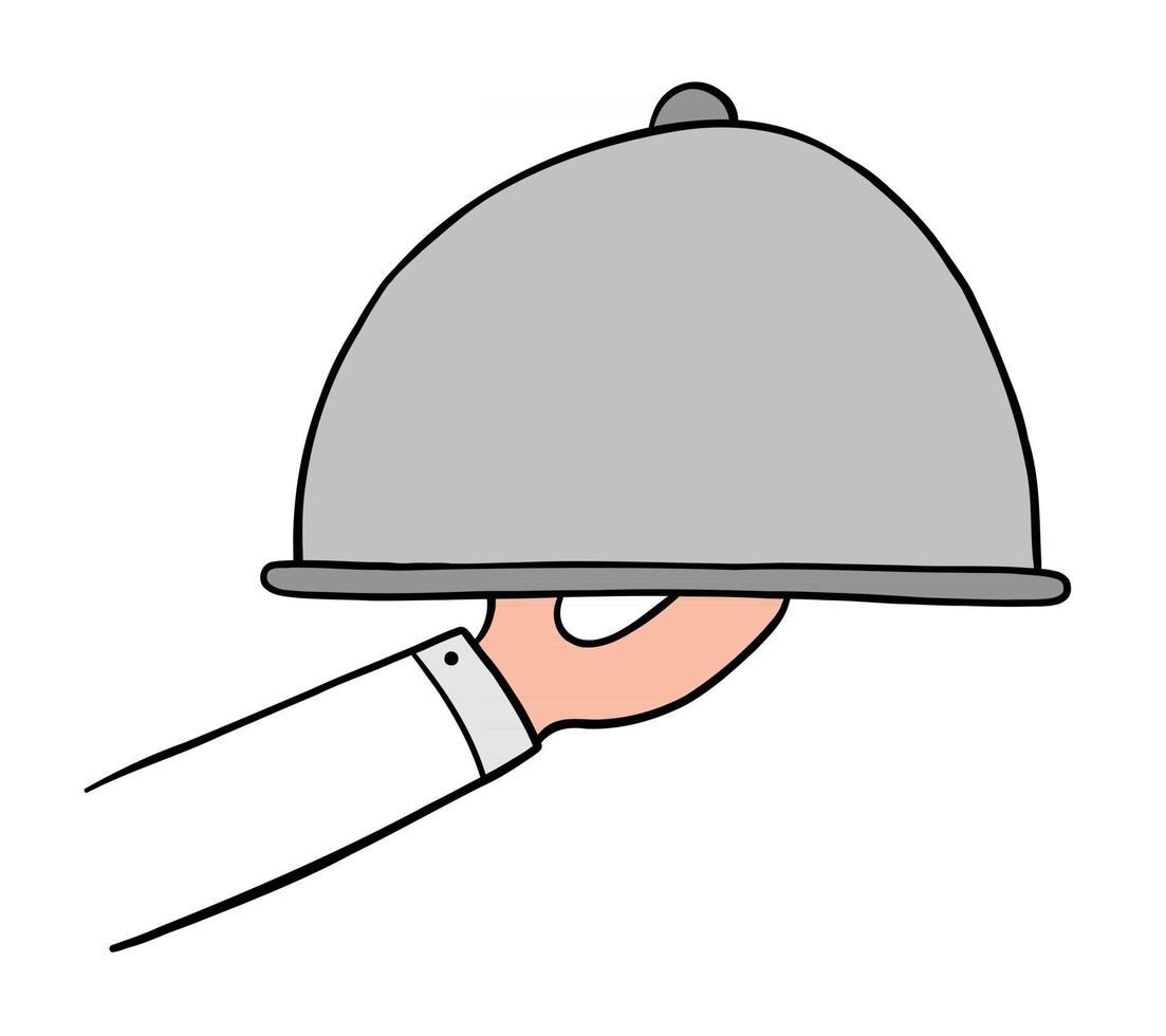illustration vectorielle de dessin animé du serveur ou du chef sert de la nourriture vecteur