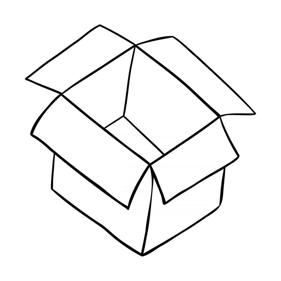 illustration vectorielle de dessin animé de boîte à colis vide ouverte vecteur