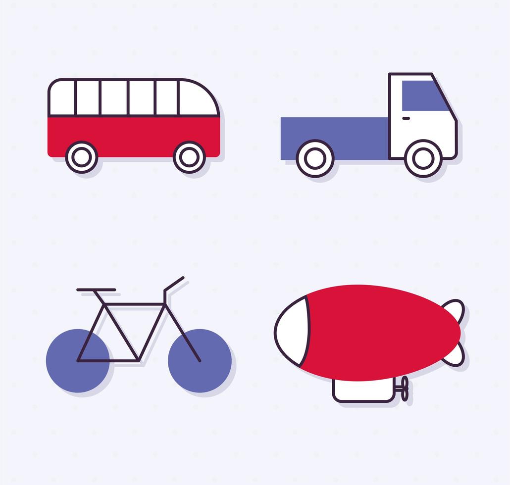 quatre icônes de transport vecteur