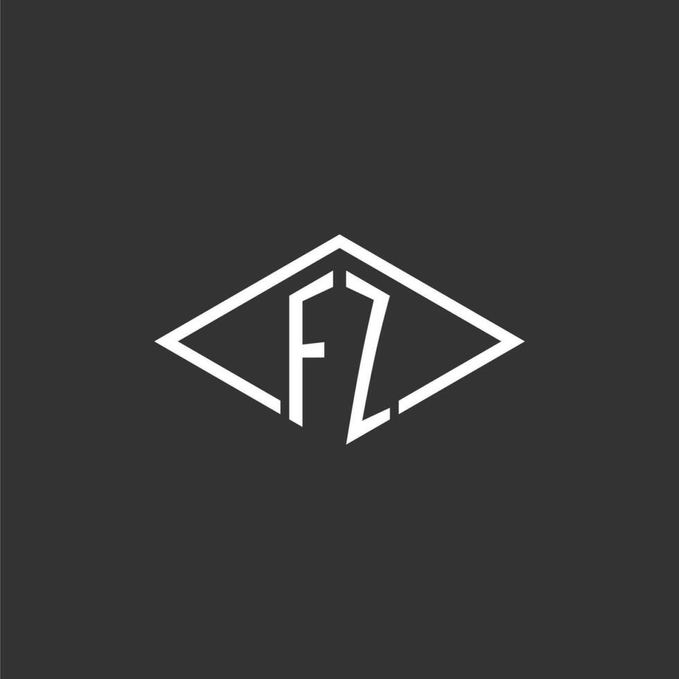 initiales fz logo monogramme avec Facile diamant ligne style conception vecteur