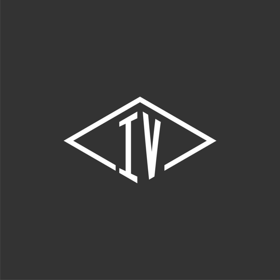 initiales iv logo monogramme avec Facile diamant ligne style conception vecteur
