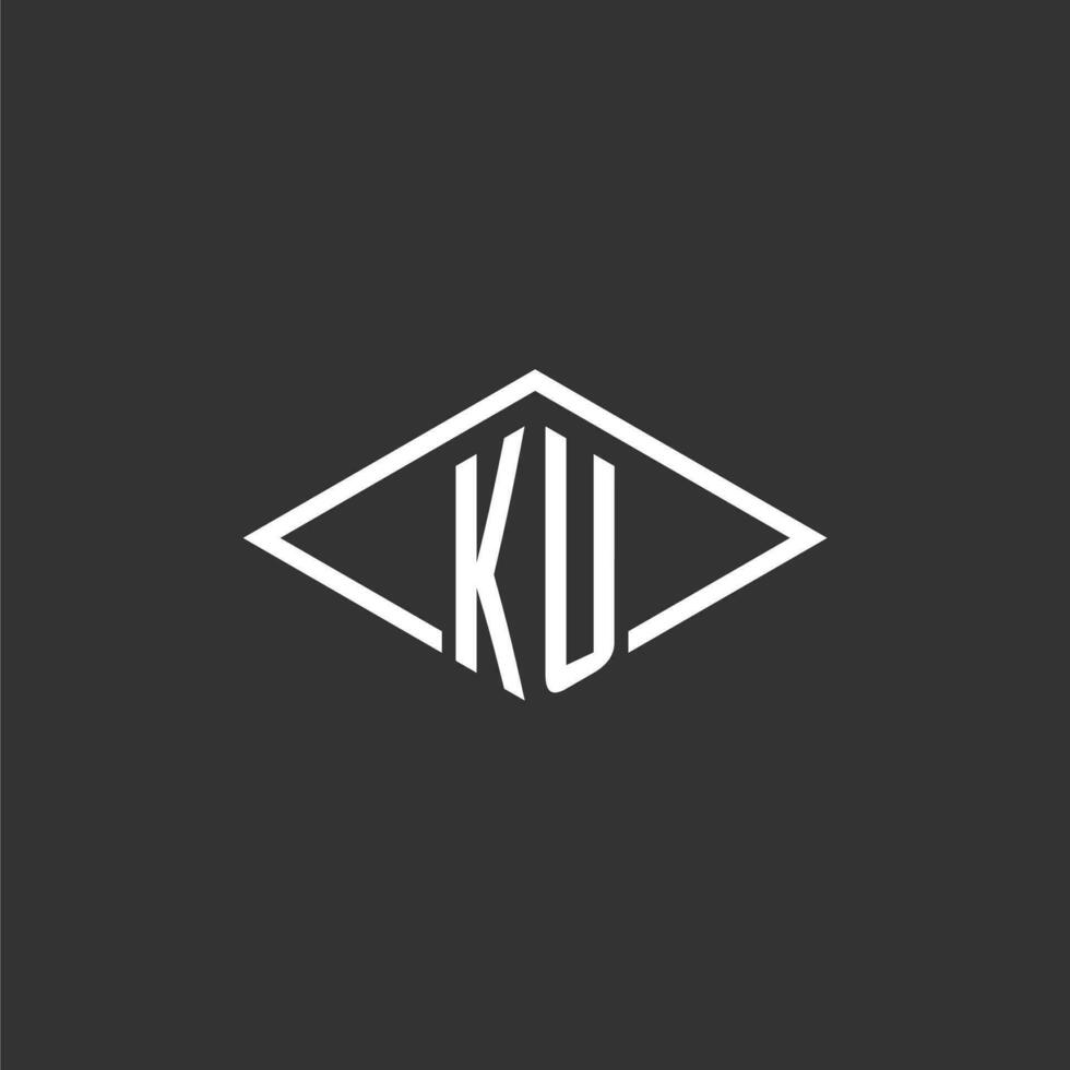 initiales ku logo monogramme avec Facile diamant ligne style conception vecteur