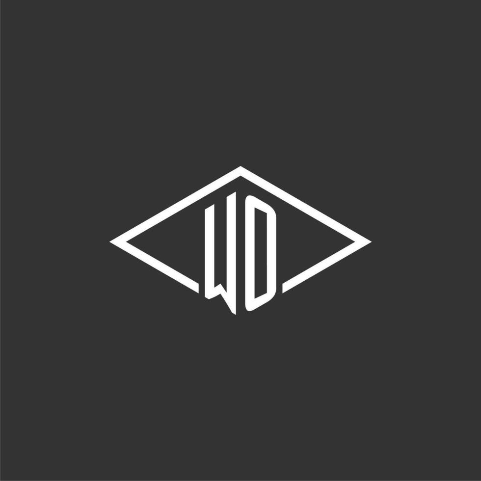 initiales wo logo monogramme avec Facile diamant ligne style conception vecteur