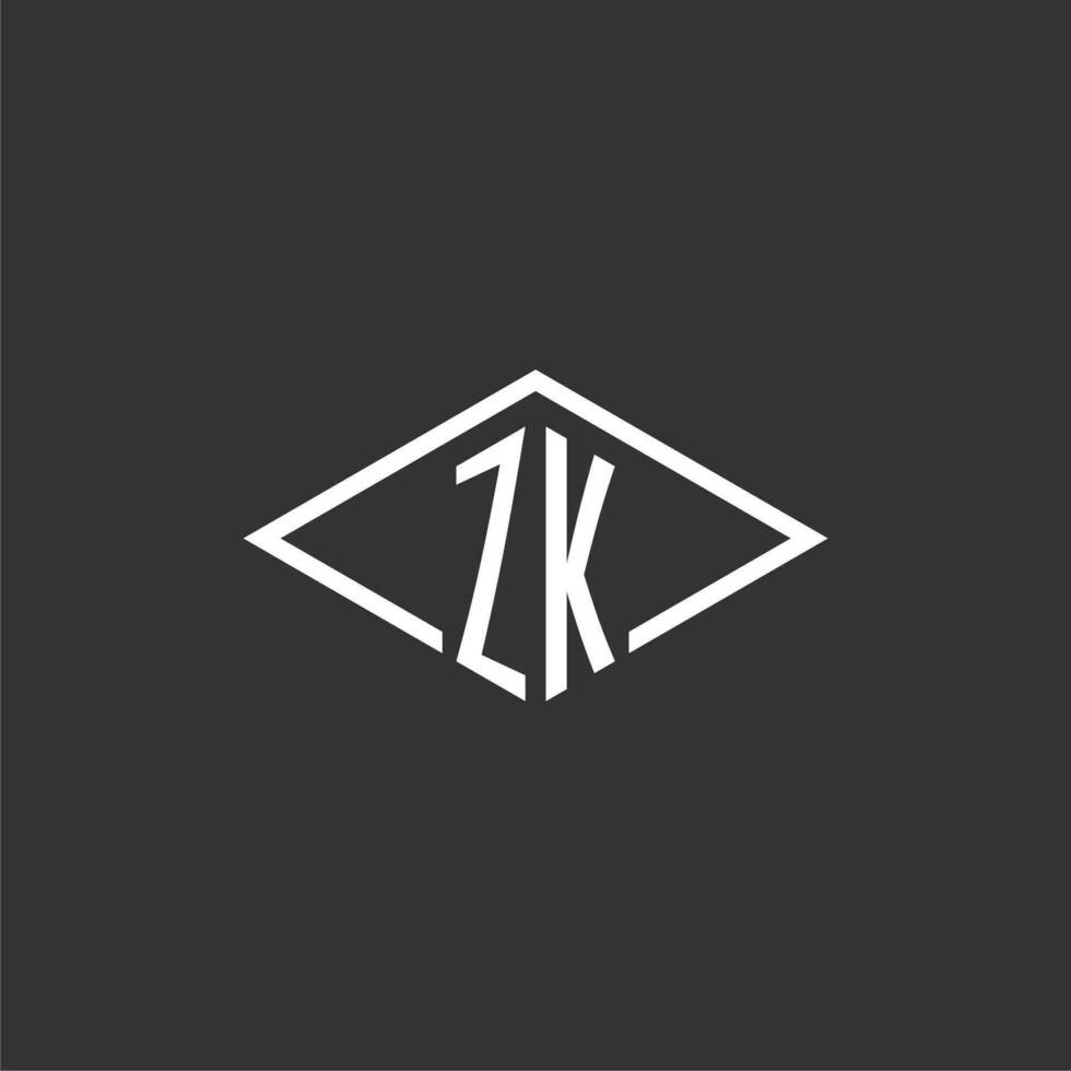 initiales zk logo monogramme avec Facile diamant ligne style conception vecteur