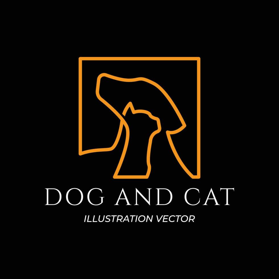 carré chien chat animal de compagnie se soucier contour ligne art logo vecteur icône