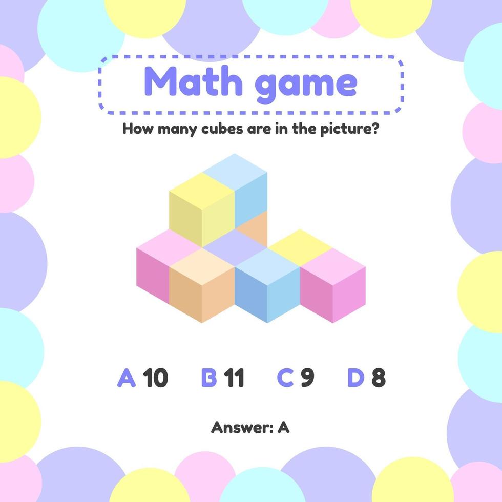 illustration vectorielle. jeu de logique mathématique pour les enfants d'âge préscolaire et scolaire. combien de cubes dans l'image vecteur