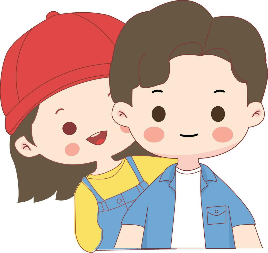 couple illustration, mignonne couple dessin animé personnage vecteur