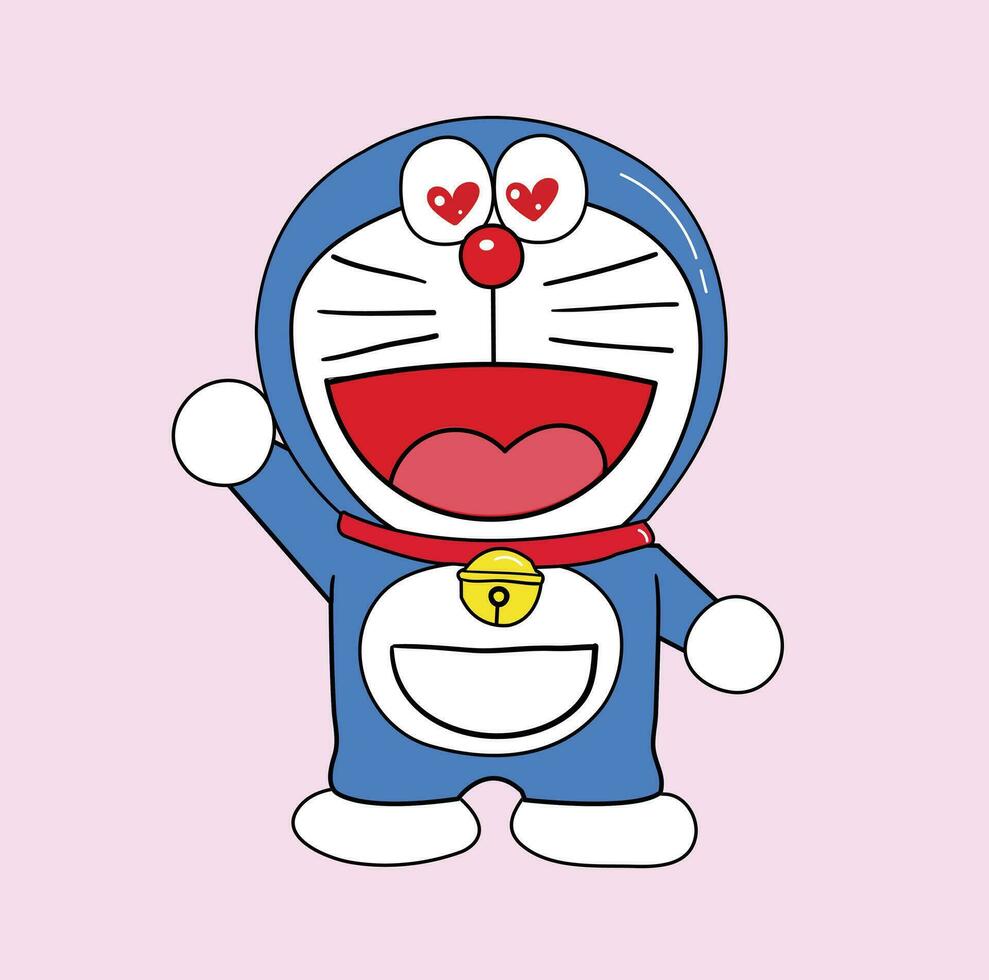 doraemon content visage vecteur