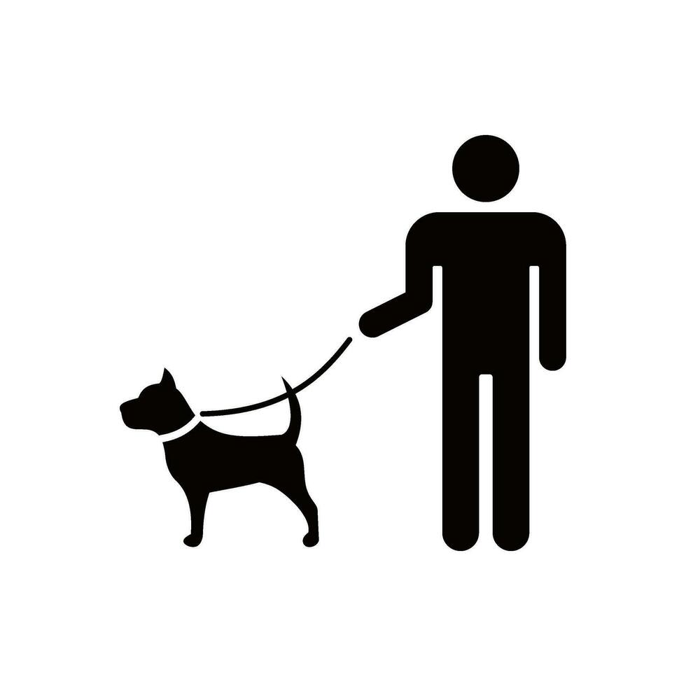 homme avec chien plat style vecteur icône