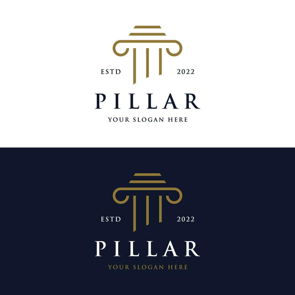 pilier logo conception pour avocats avec une luxueux et moderne bâtiment colonne concept. vecteur