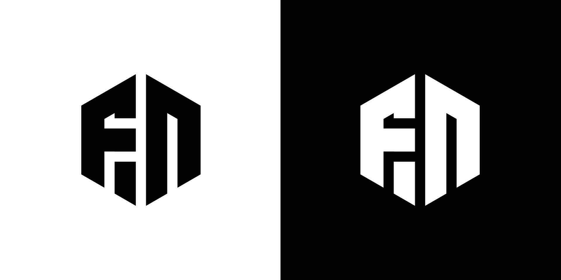 lettre F n polygone, hexagonal minimal et professionnel logo conception sur noir et blanc Contexte vecteur