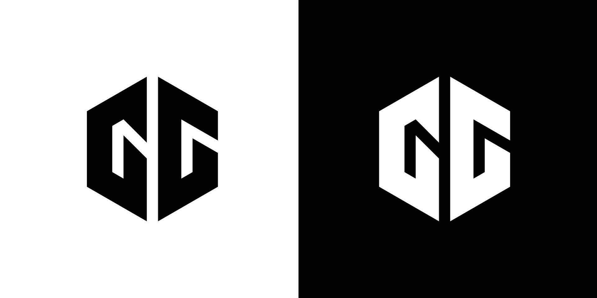 lettre g g polygone, hexagonal minimal et professionnel logo conception sur noir et blanc Contexte vecteur